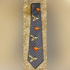Vintage Chaps Ralph Lauren Silk Necktie  Pheasant Handmade in USA 57"